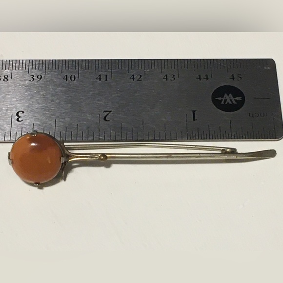 Antique Victorian 9K Gold Open Pin Brooch with Pink Coral - Picture 2 of 6